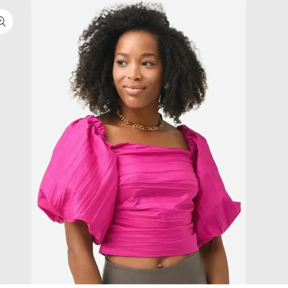 $375 SIMKHAI WOMEN'S COCO TAFFETA PLEATS OFF SHOULDER BUSTIER TOP NWT